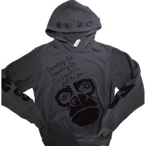 SODO Fleece Collection Monkey See Monkey Do Graphic Hoodie Black Small
